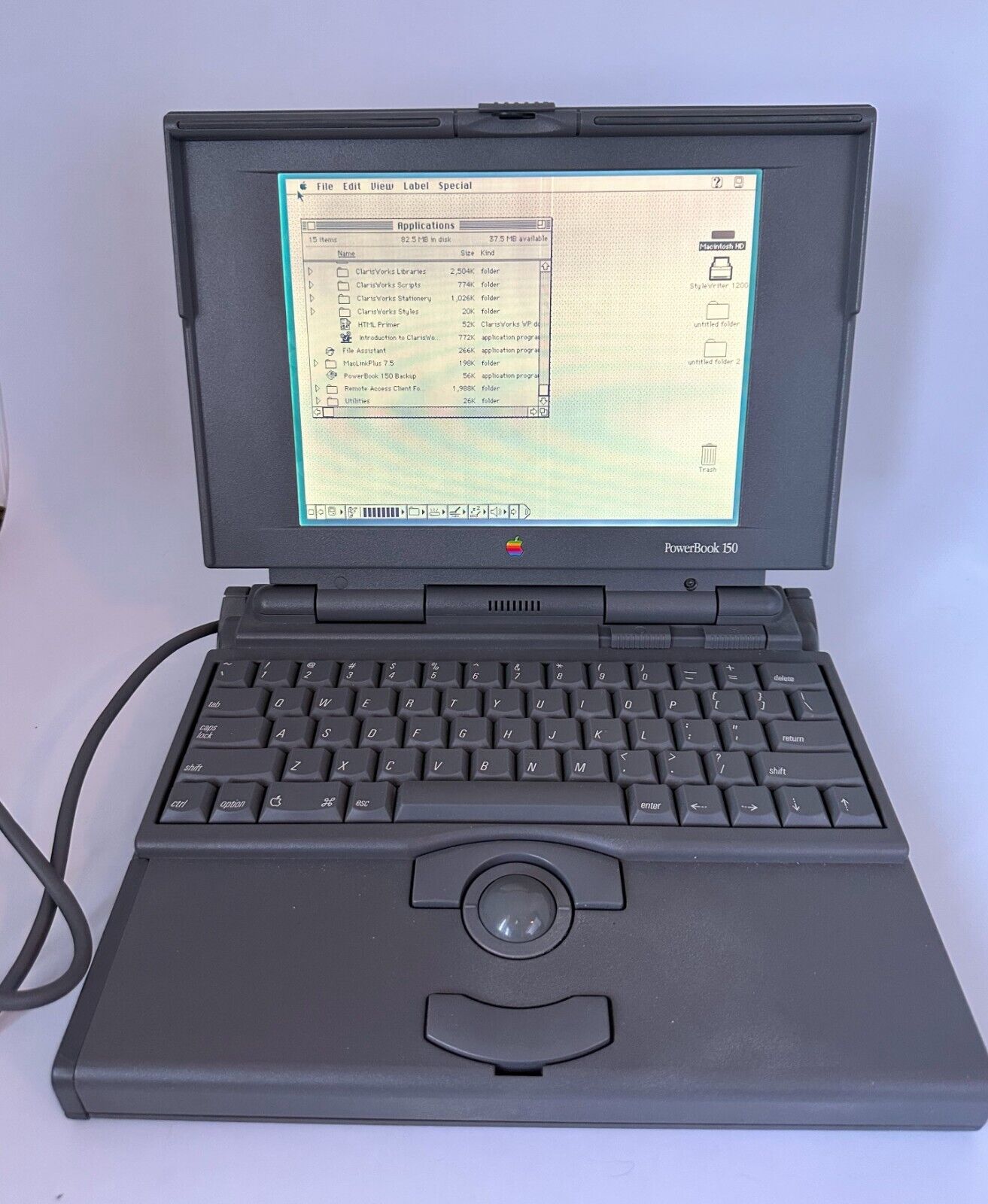 Vintage Apple PowerBook 150 M2740, with Power Cord and Manual, WORKS, EX COND