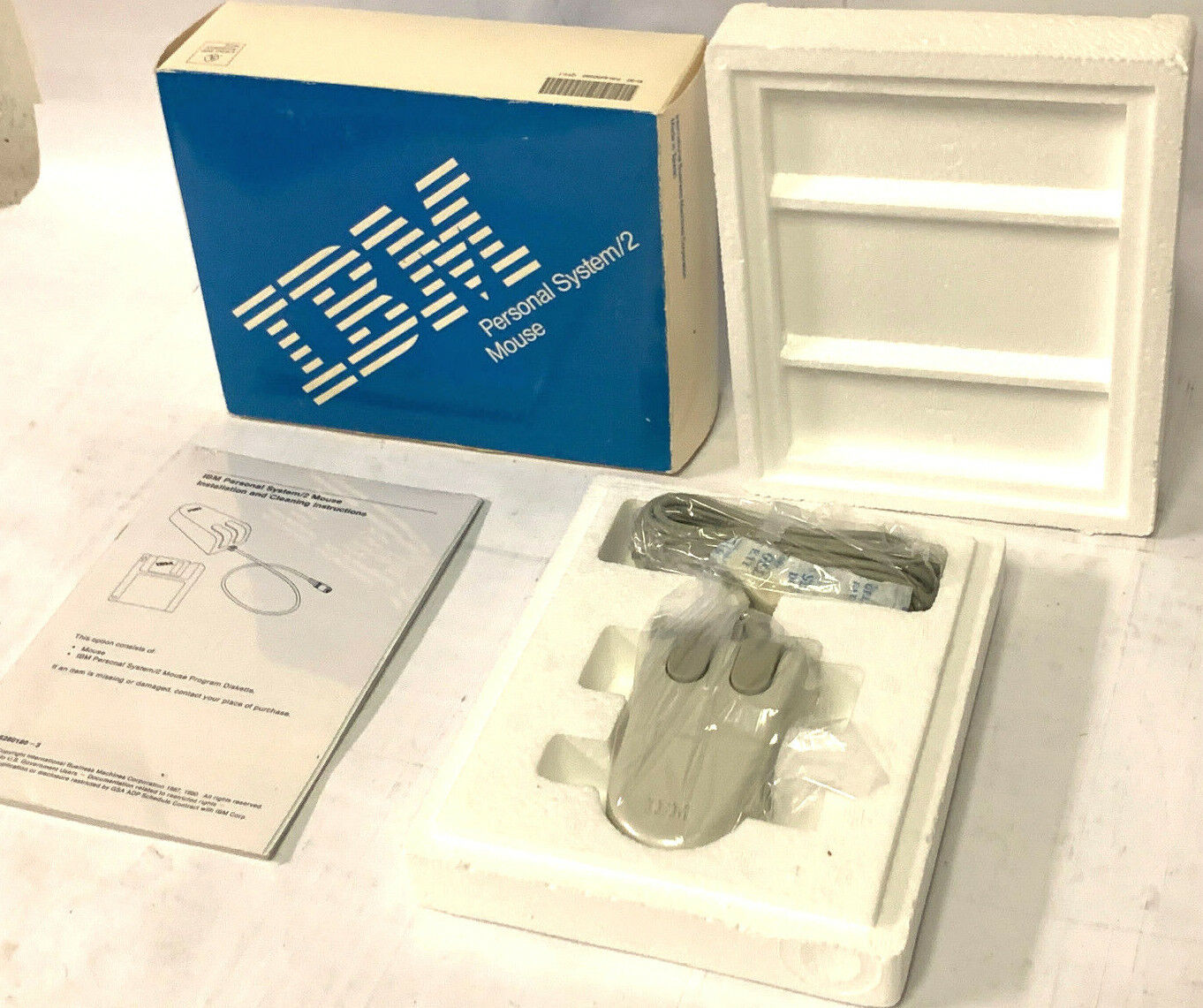 Vintage NIB NOS IBM 2 Button PS/2 Mouse Model 6450350 - New Old Stock RARE