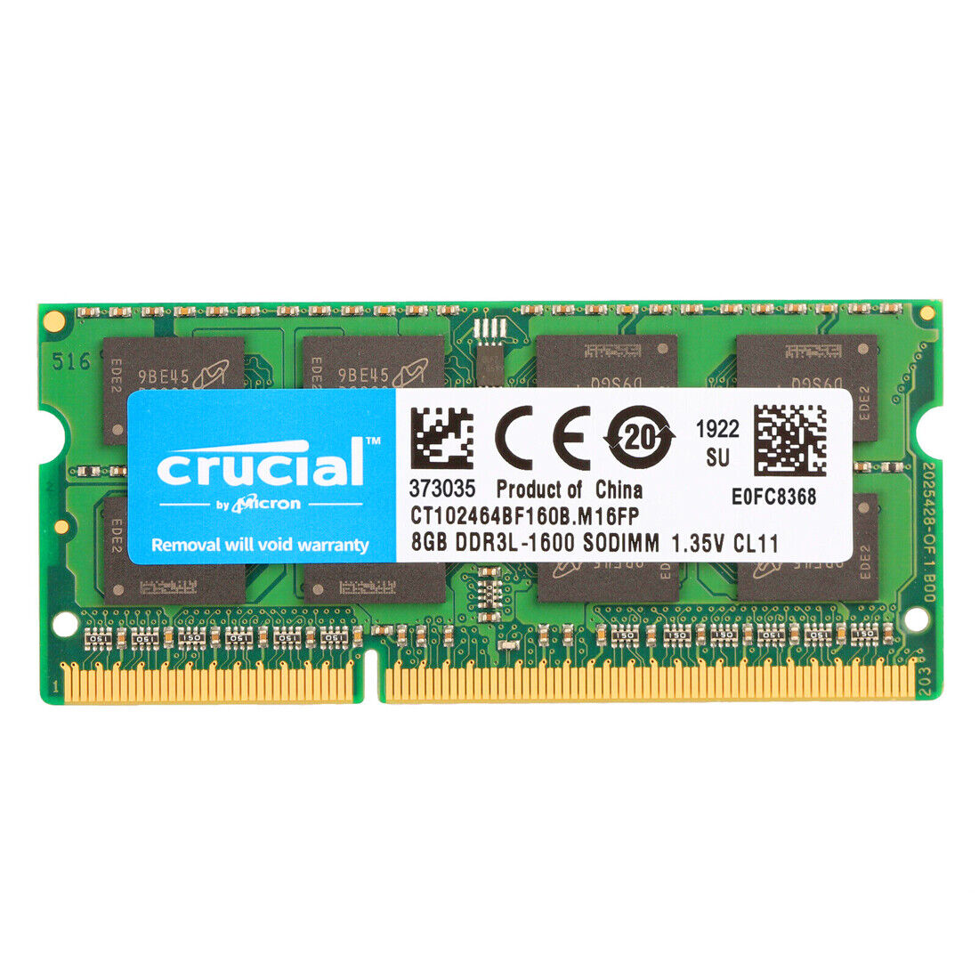 Crucial 8GB 2Rx8 PC3L-12800 DDR3L-1600Mhz 204-Pin SO-DIMM Memory Laptop RAM