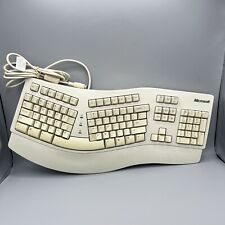 Vintage 90s Microsoft Natural Ergonomic Wired PS2 Keyboard 59758 White LR60161 picture