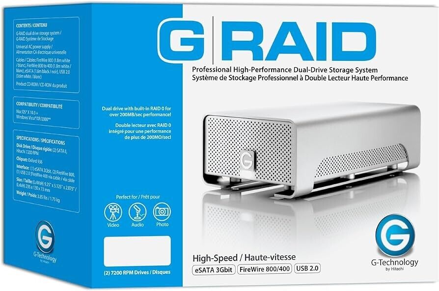 G-TECHNOLOGY G-Raid 2TB (Firewire/eSATA/USB) + Box