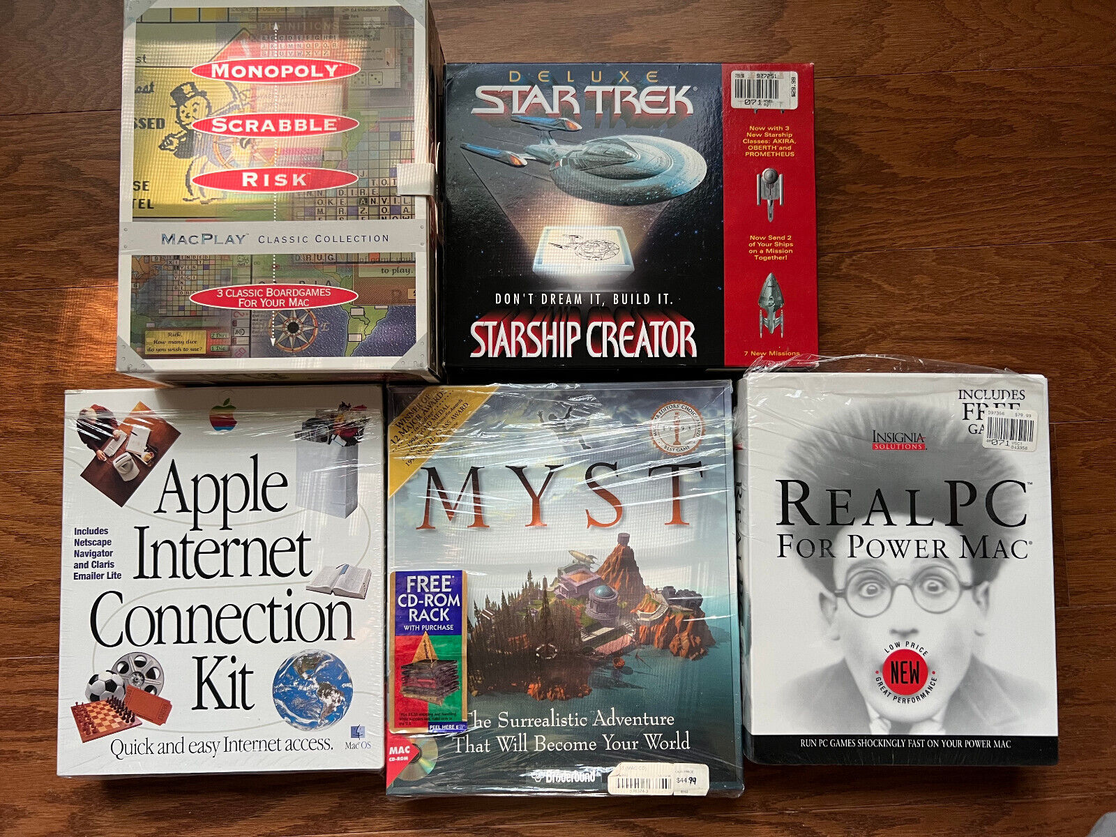 Vintage Mac Software Lot RealPC MacPlay Myst Starship Creator Internet Conn Kit