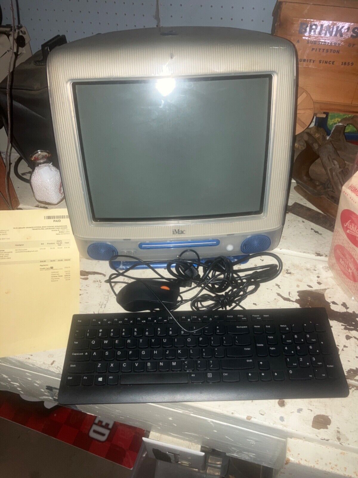 vintage imac 3 blue in gd condition with keyboard and mouse