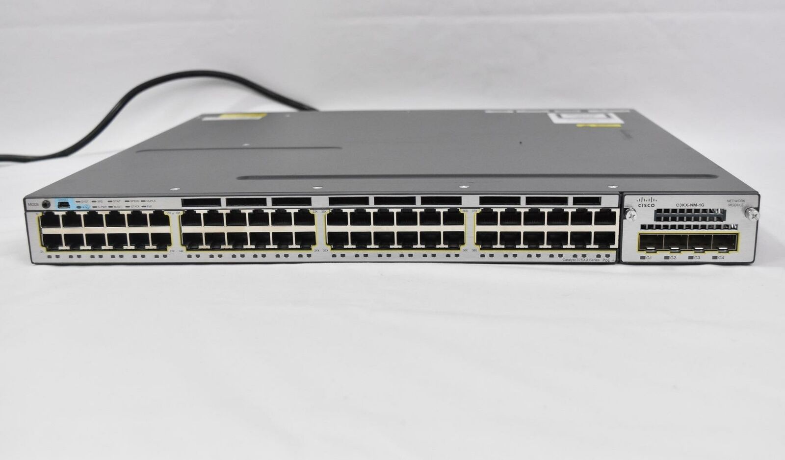 Cisco WS-C3750X-48P-S 48 Port Gigabit PoE Ethernet Switch w/ C3KX-NM-1G