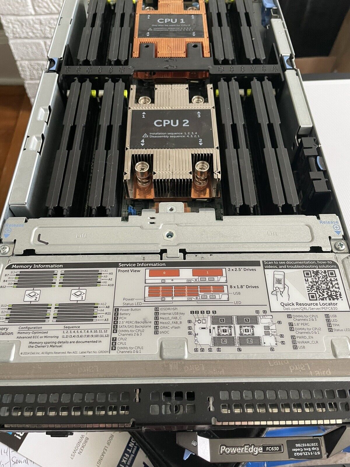 Dell Poweredge FC630 Blade Server Chassis (2) E5-2630 V4 CPU, No HDD, No RAM