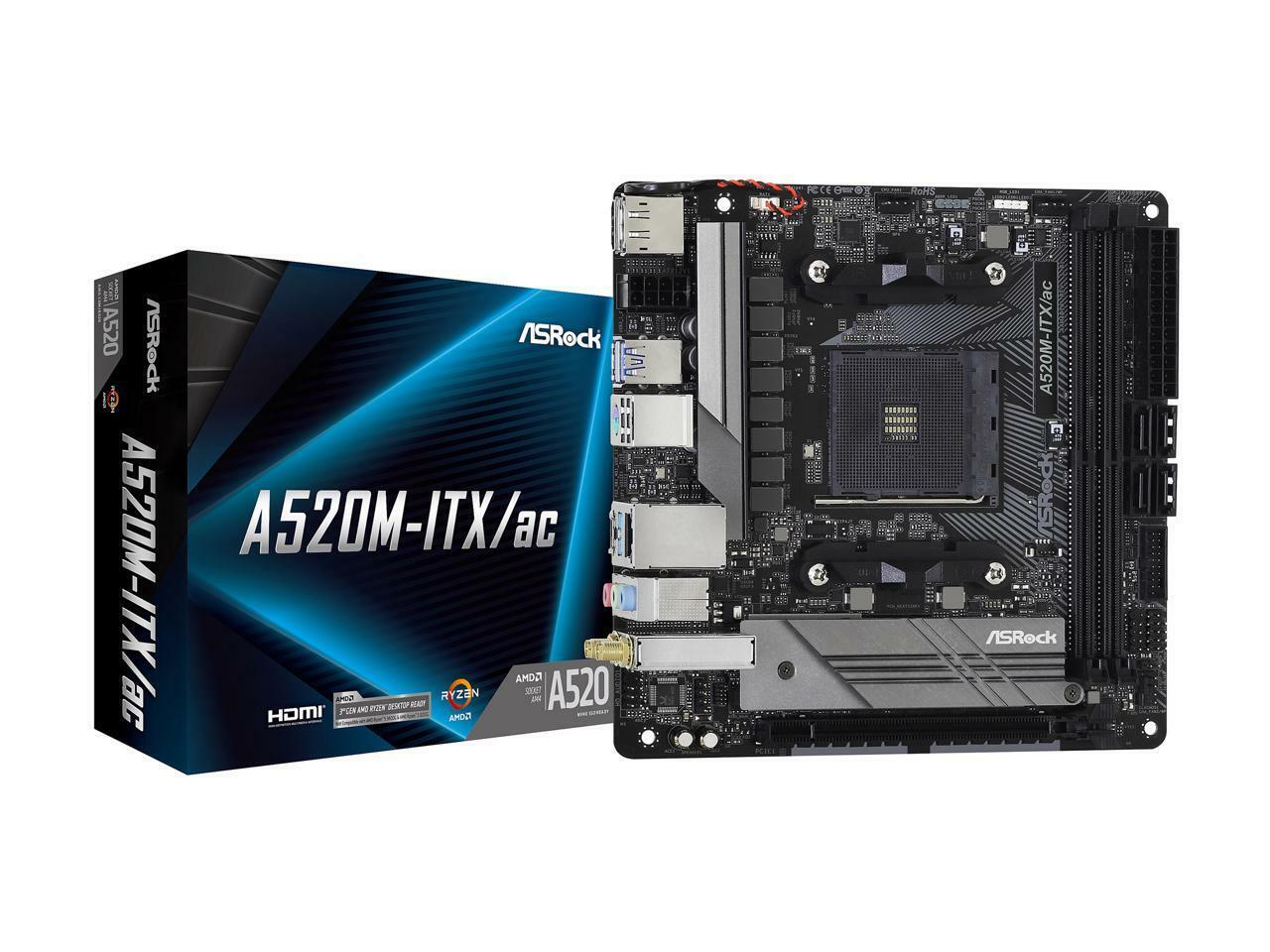 NEW ASRock A520M-ITX/AC AM4 AMD A520 SATA 6Gb/s Mini ITX AMD Motherboard