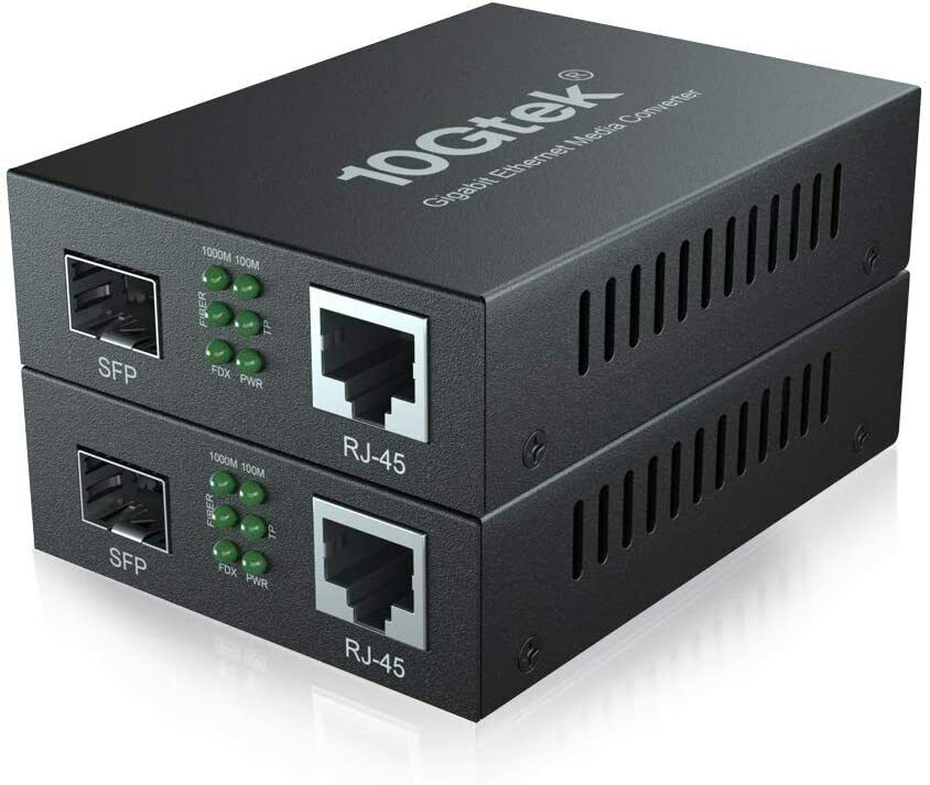 2 PCs Gigabit Ethernet Open SFP Fiber to RJ45 Media Converter Without SFPModule