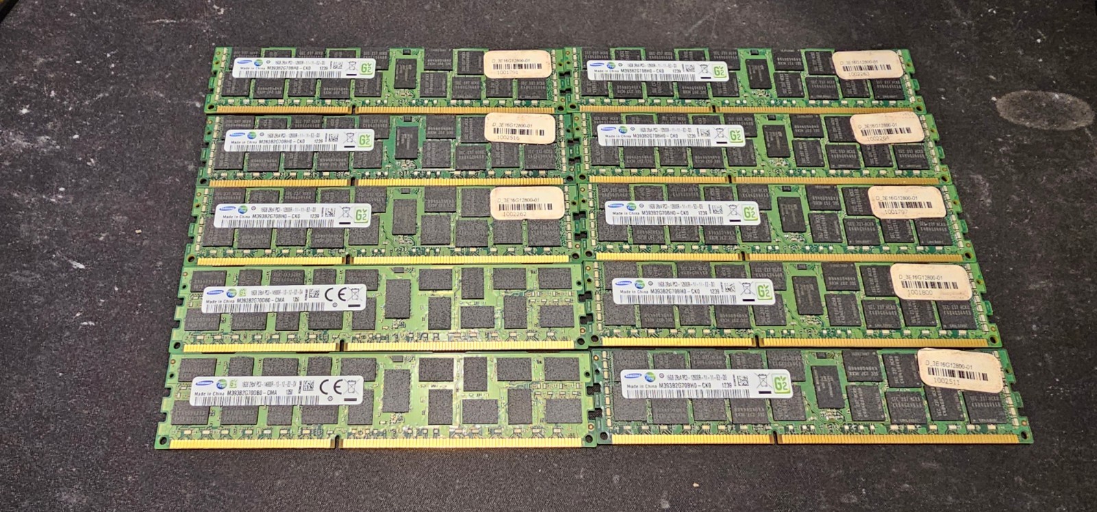 Lot of 10 Samsung 16GB PC3-12800R DDR3 DIMM RAM