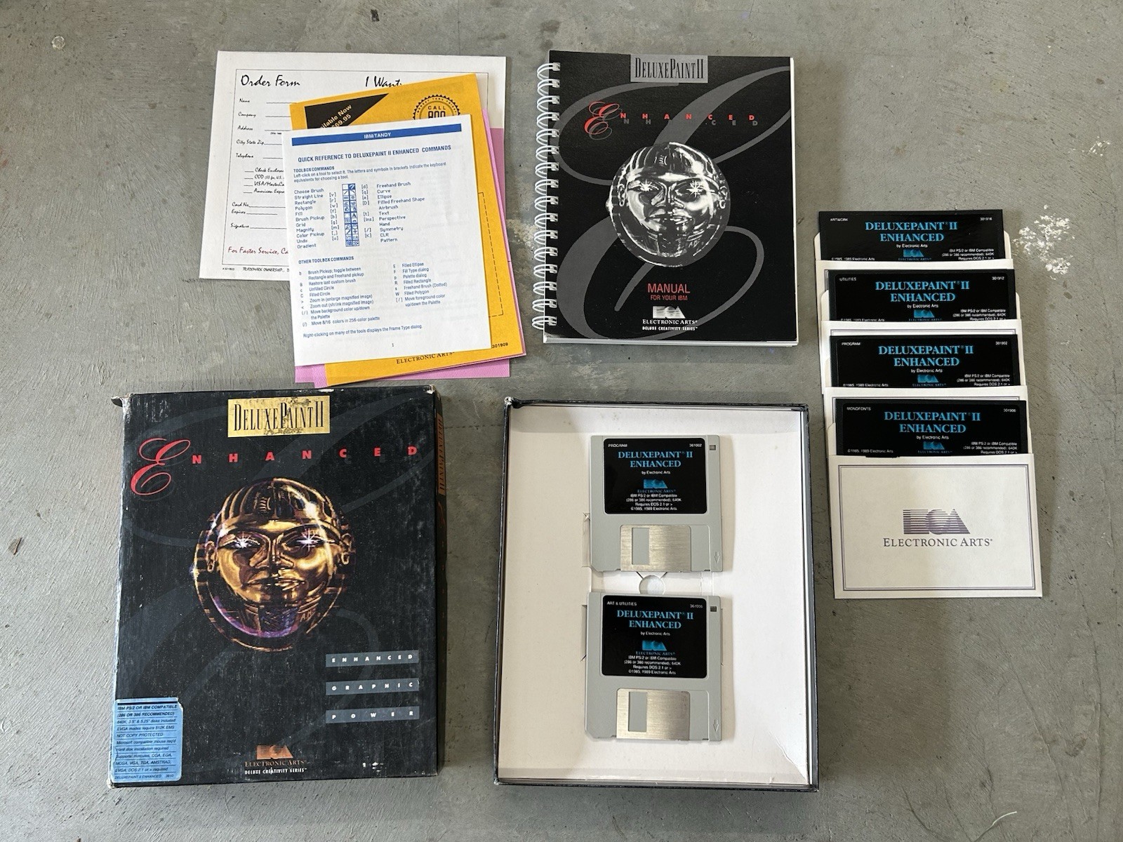 Deluxe Paint II Enhanced IBM PC 5.25” Floppy Complete Box EA Vintage Software