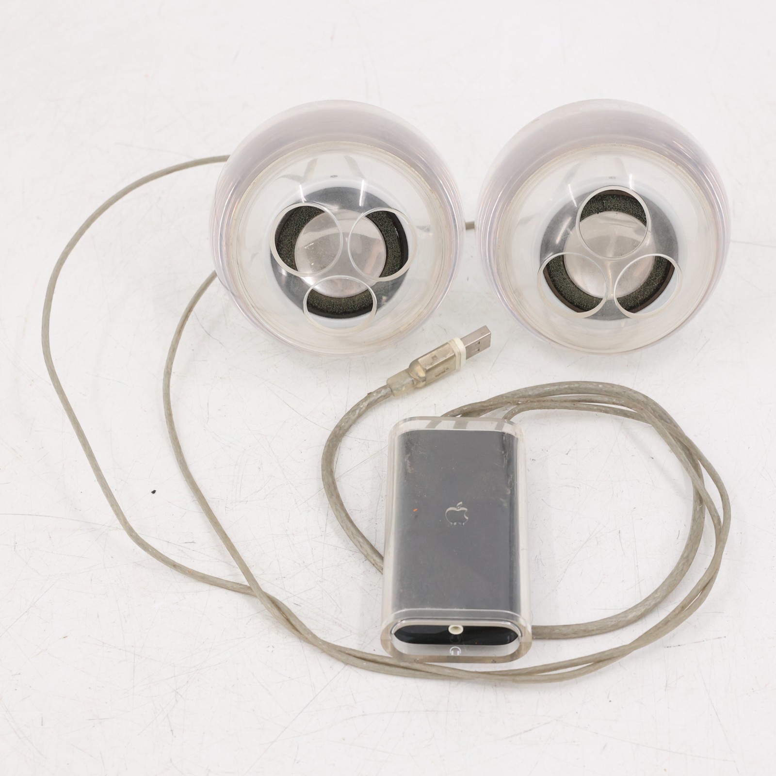 Vintage Apple Mac Speakers M7963 Clear Orb Sphere Power Mac G4 Cube iMac eMac