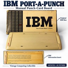 Vintage IBM Port-A-Punch Board Original Box & Information Insert Punch Card Tool picture