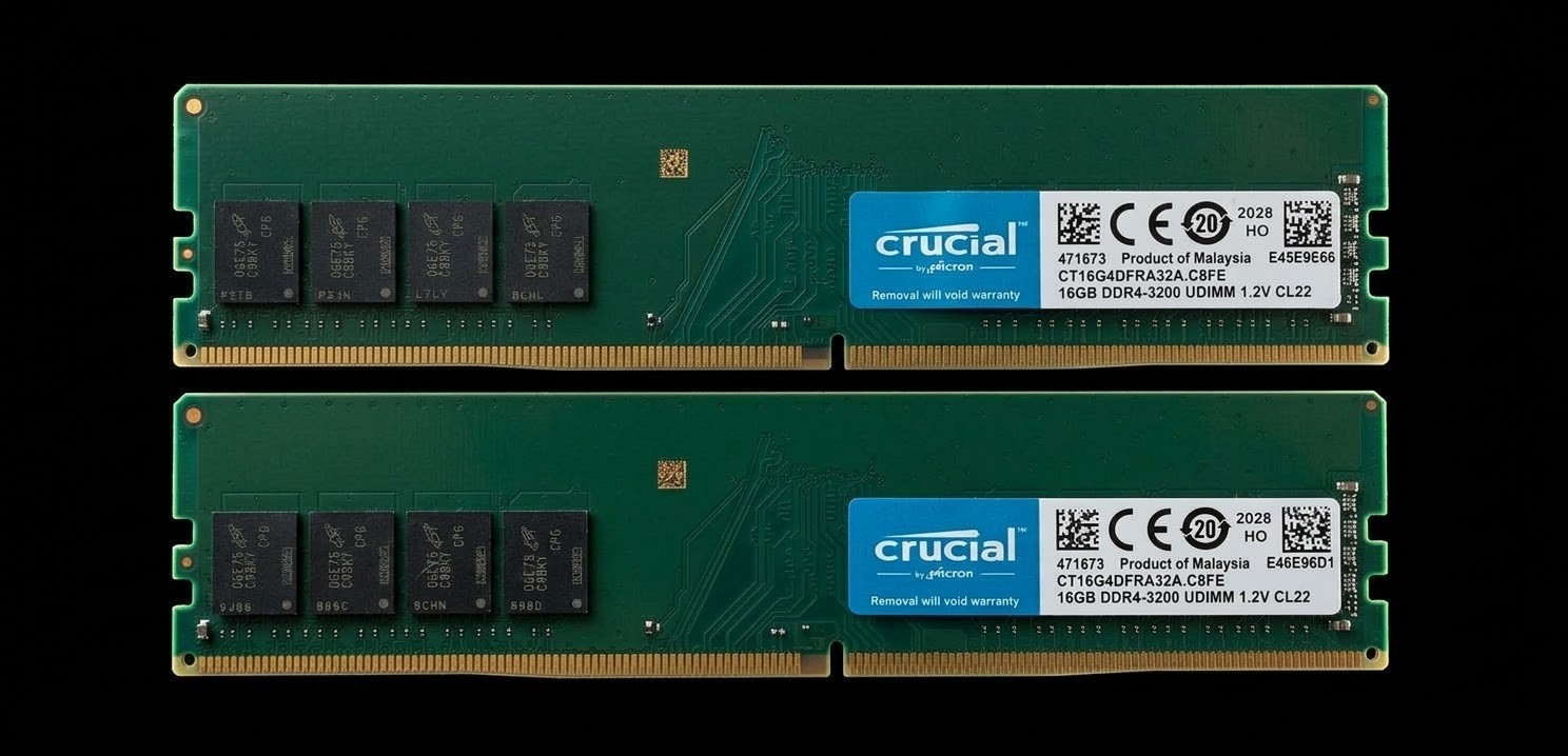🔥Crucial 32GB 2x16GB DDR4-3200 CL22 288-Pin Desktop Memory CT16G4DFRA32A.C8FE 🔥Crucial 32GB 2x16GB DDR4-3200 CL22 288-Pin Desktop Memory CT16G4DFRA32A.C8FE
