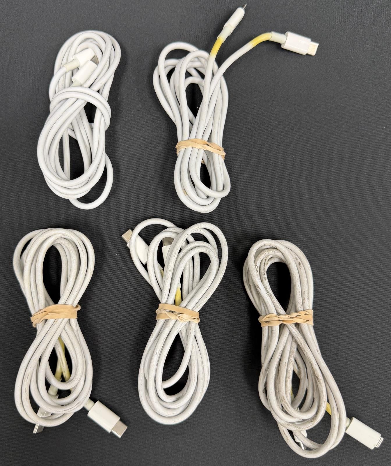 Lot of 5 Apple OEM USB-C to USB-C Charge Sync Cable Cord 1M 2M White