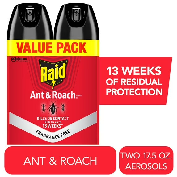 Raid® Ant & Roach Killer 26, Fragrance-Free Bug Spray, 17.5 fl. oz. 2 count. New Raid® Ant & Roach Killer 26, Fragrance-Free Bug Spray, 17.5 fl. oz. 2 count. New