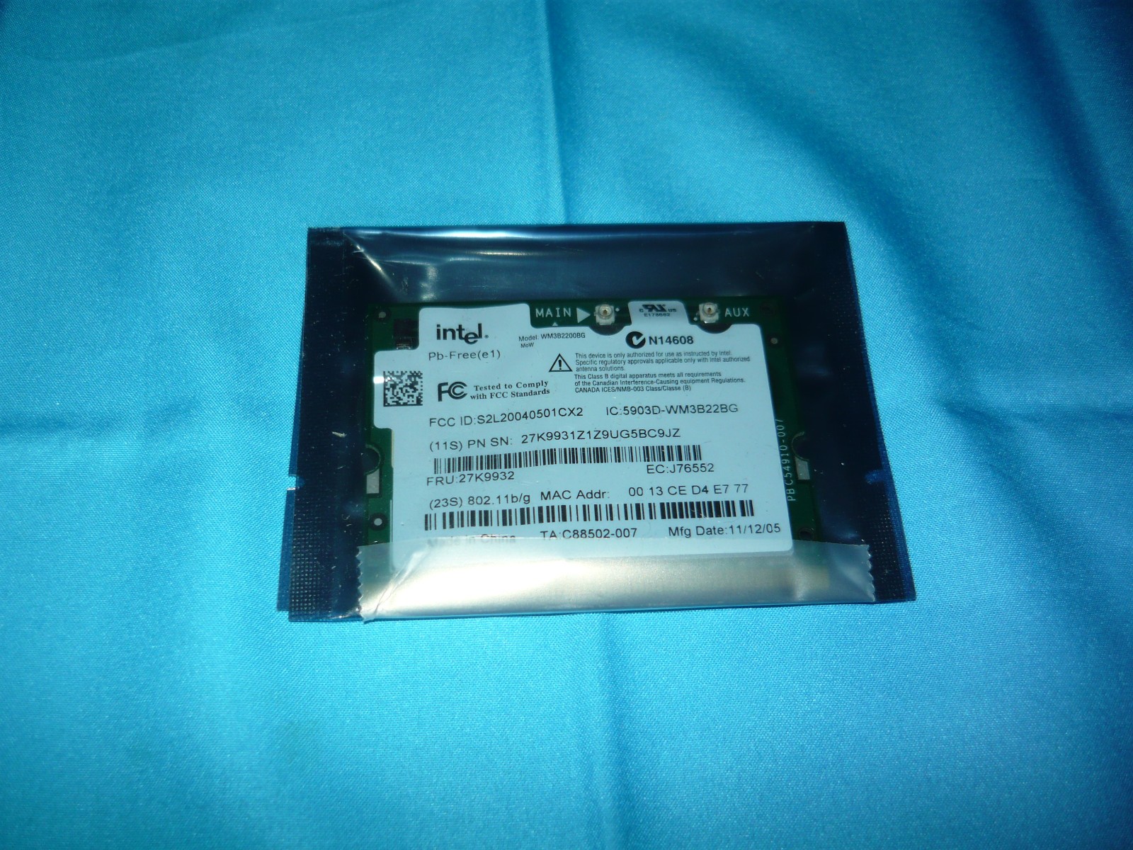 Vintage Intel WM3B2200BG Mini PCI WiFi Wireless Card 802.11g Lenovo IBM Used Vintage Intel WM3B2200BG Mini PCI WiFi Wireless Card 802.11g Lenovo IBM Used