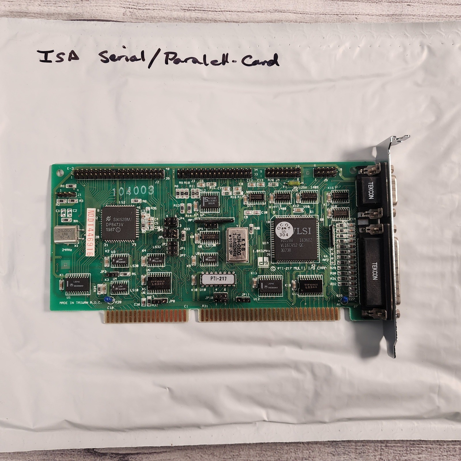 Vintage PTI-217 Multi I/O ISA Controller Card Serial Parallel Floppy VLSI Card