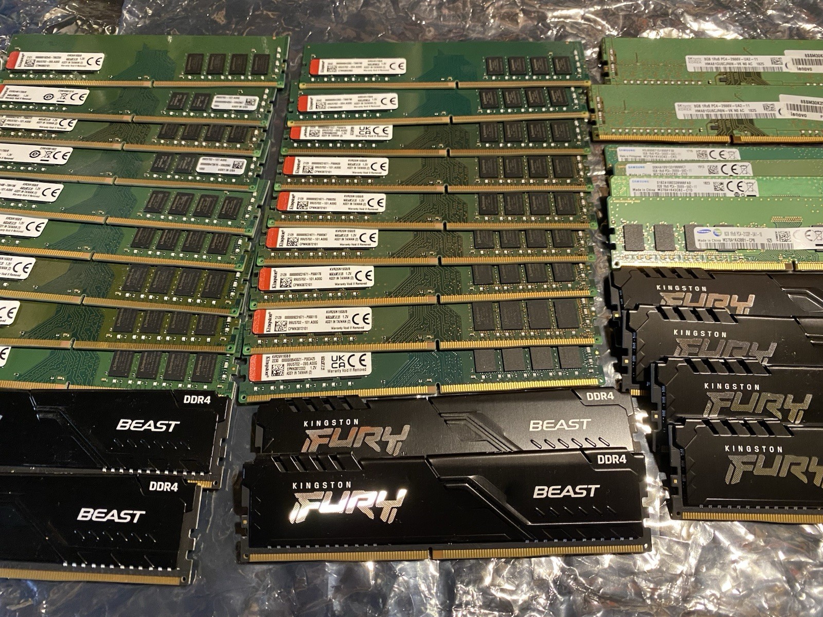 Lot of 32 Sticks of DDR4 RAM 8GB Sticks