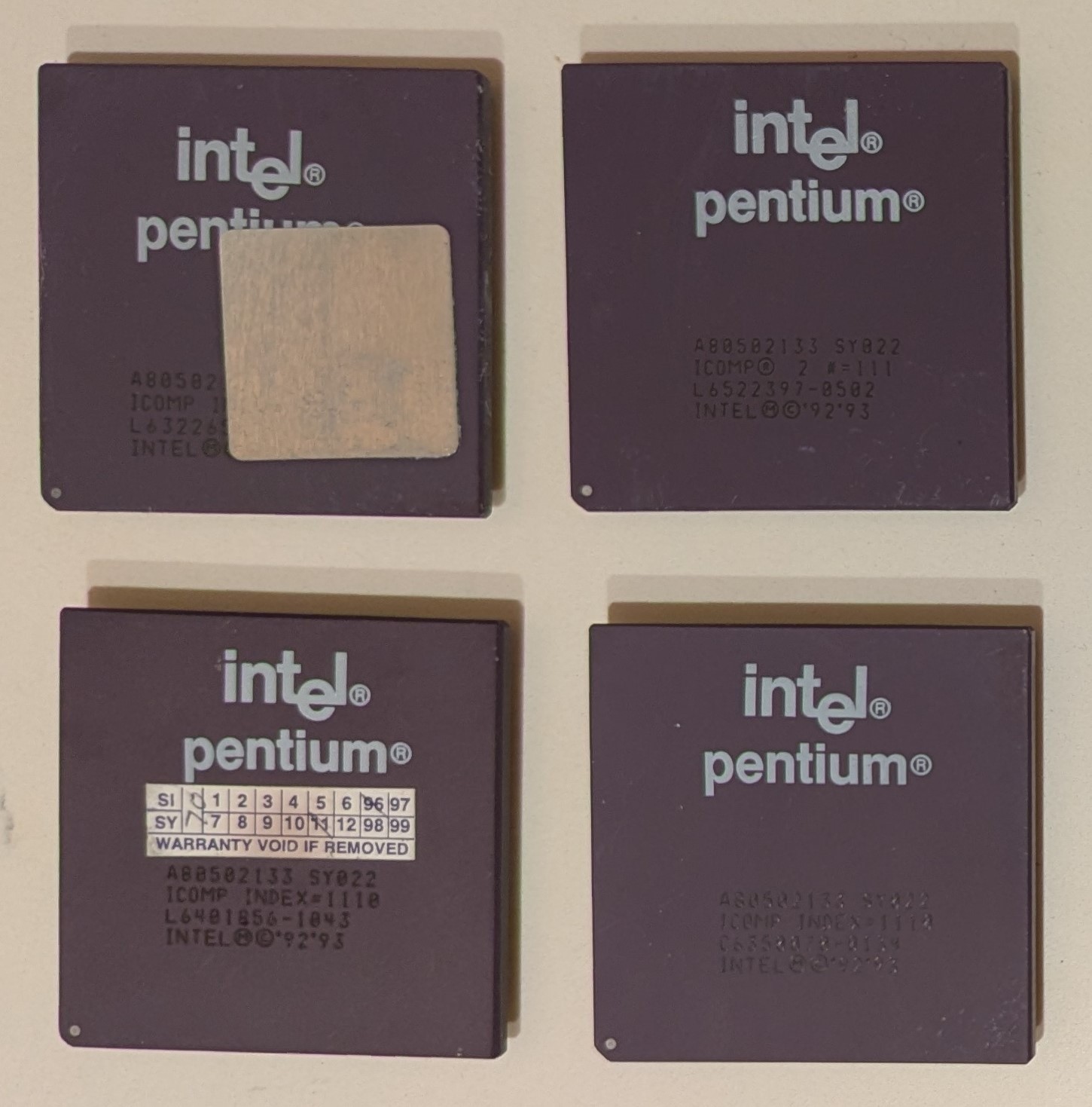 Lot 4 vintage Intel Pentium Ceramic Gold Pin 133Mhz CPUs untested bent pins Lot 4 vintage Intel Pentium Ceramic Gold Pin 133Mhz CPUs untested bent pins