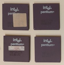 Lot 4 vintage Intel Pentium Ceramic Gold Pin 133Mhz CPUs untested bent pins picture