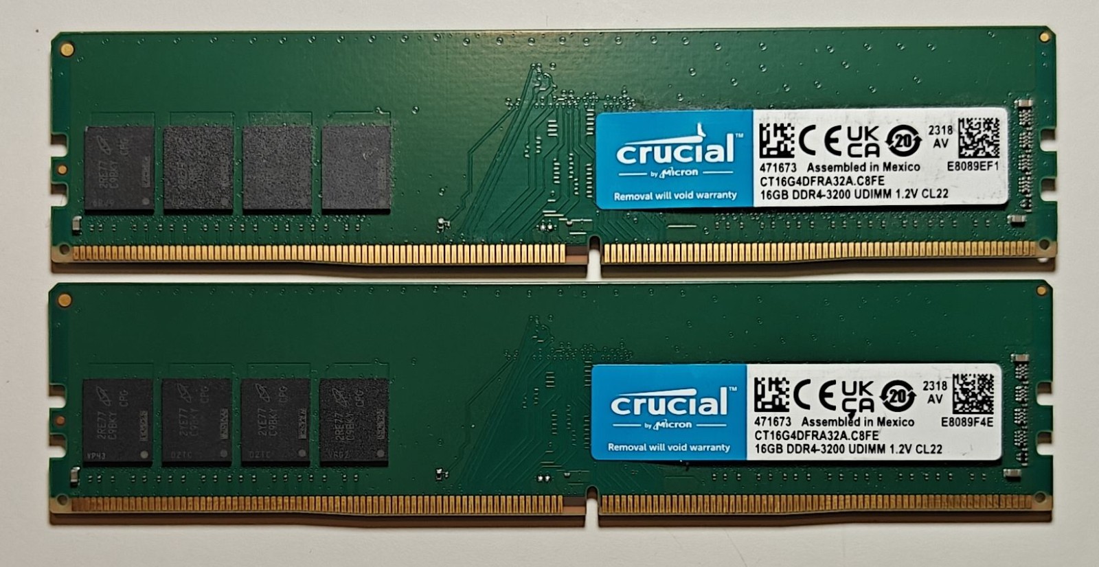 Crucial 32GB 2x16GB DDR4-3200 CL22 288-Pin RAM Desktop Memory CT16G4DFRA32A.C8FE
