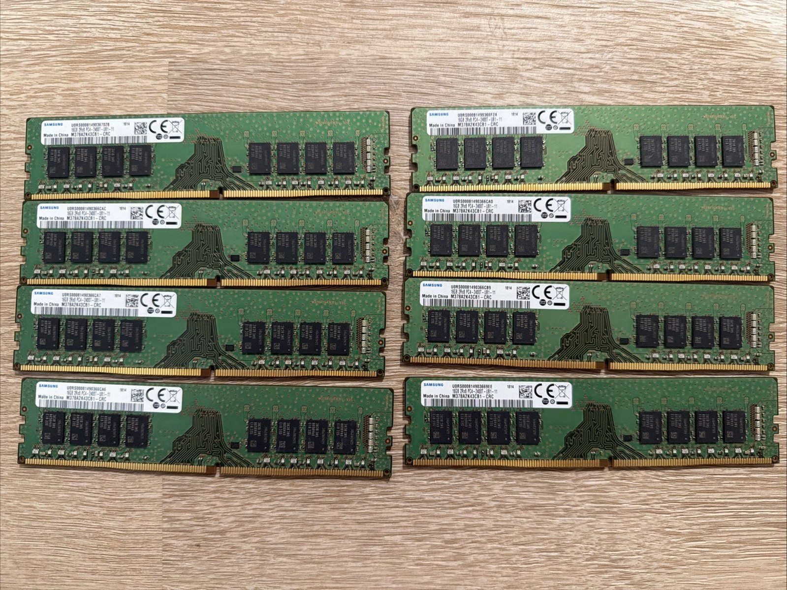 16GB 2Rx8 PC4-2400T-UB1-11 M378A2K43CB1-CRC Samsung RAM Lot of 8 - 128GB Total
