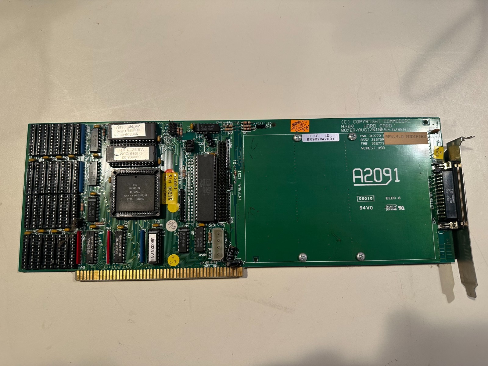 Commodore Amiga 2000 A2091 V4 SCSI Controller Card + RAM (no RAM installed)