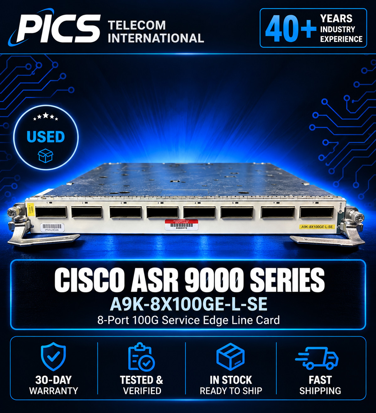 Cisco ASR 9000 Series A9K-8X100GE-L-SE 8port 100G Service Edge Line Card Cisco ASR 9000 Series A9K-8X100GE-L-SE 8port 100G Service Edge Line Card