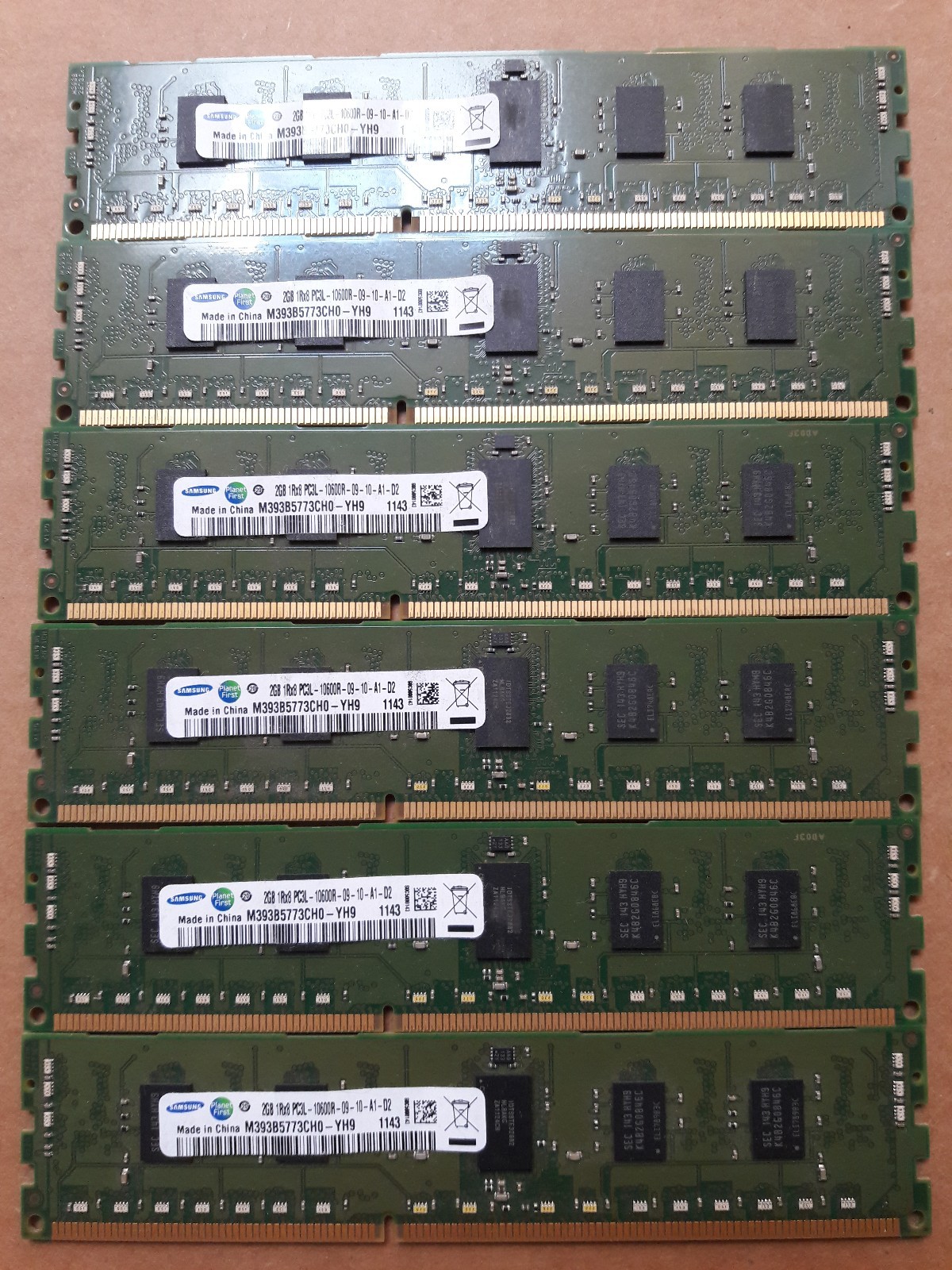 USED Samsung 12 GB (2GBx6) PC3L-10600R Server Memory Ram 1Rx8 USED Samsung 12 GB (2GBx6) PC3L-10600R Server Memory Ram 1Rx8