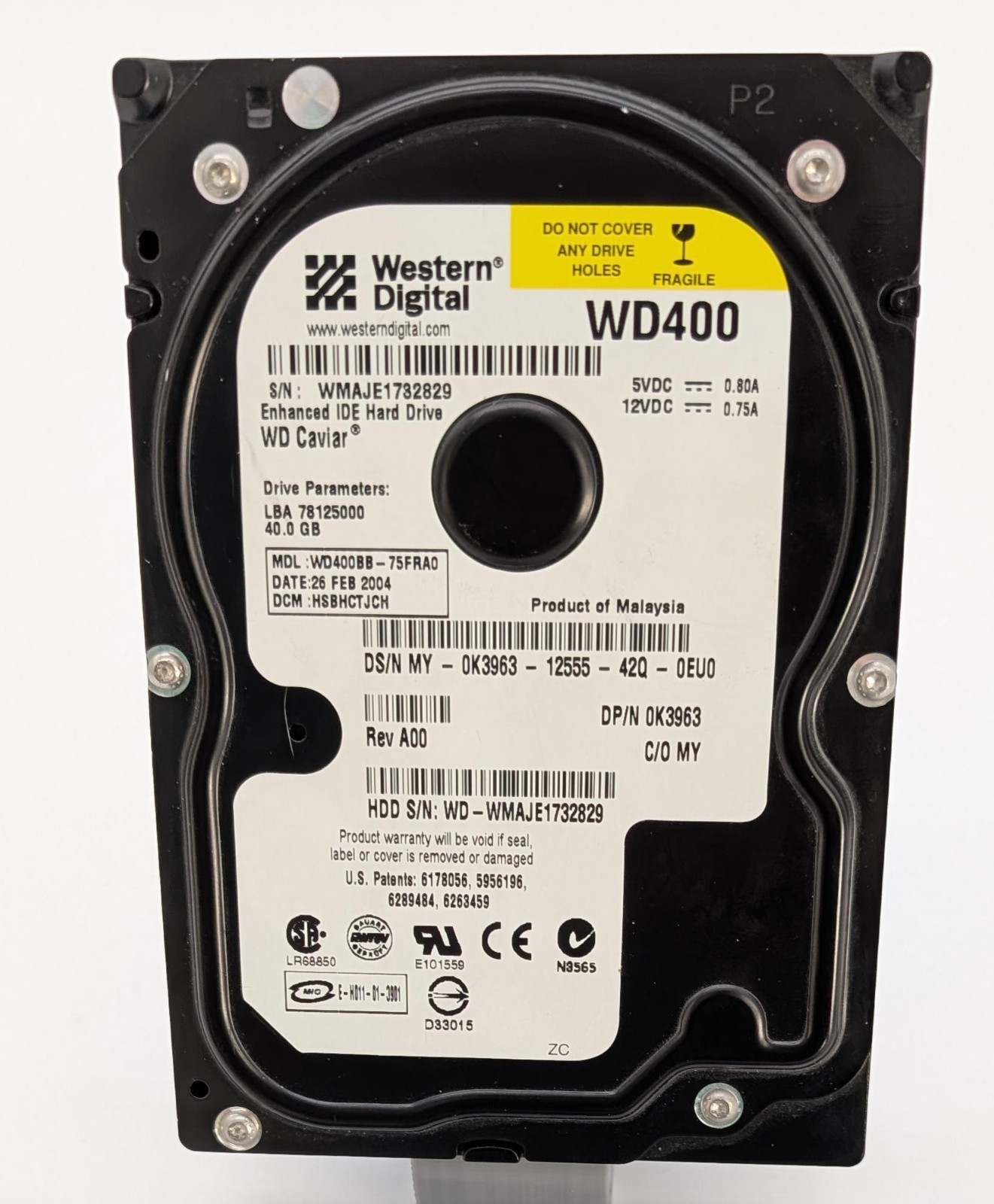 Vintage Western Digital Caviar WD400BB 40GB 7200RPM 3.5