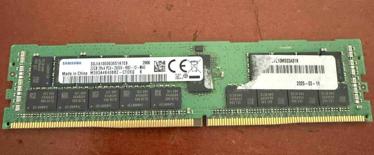 Samsung 32GB 2Rx4 PC4-2666V-RB2-12-DDR4-SDRAM M393A4K0BB2- Server Memory