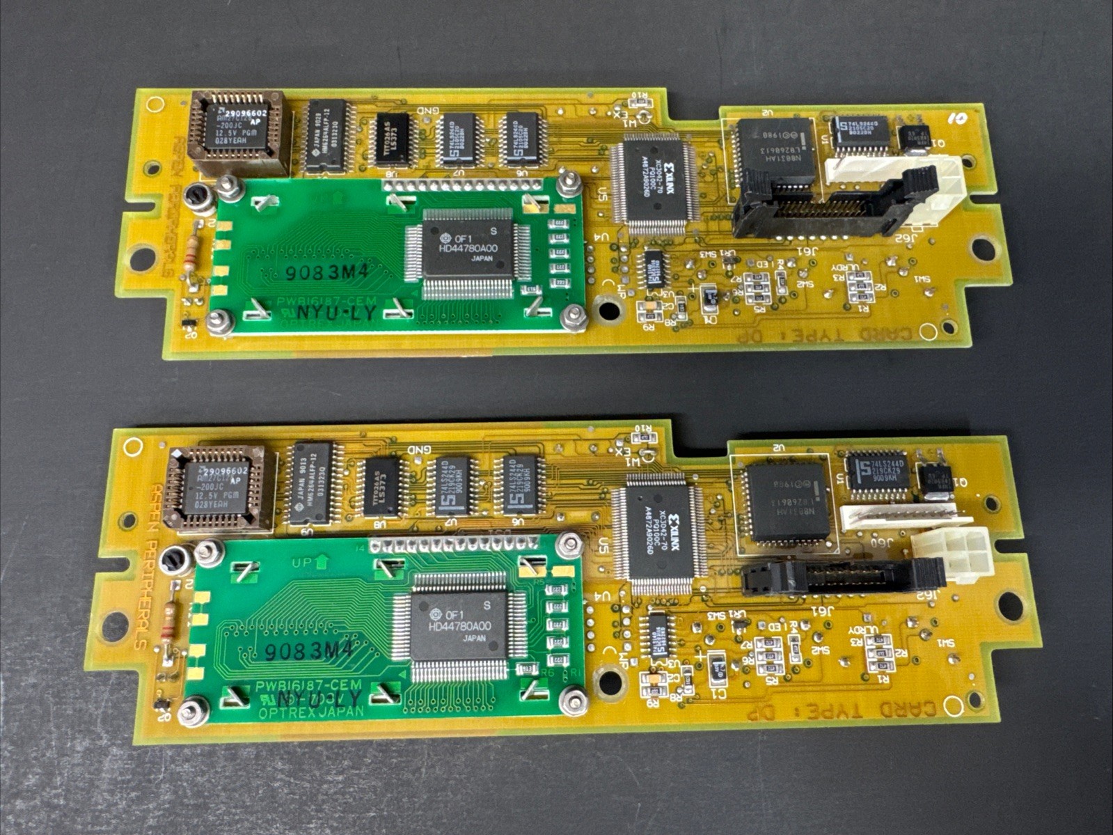 Aspen Peripherals Vintage Control Interface PCB Optrex LCD Module Lot of 2