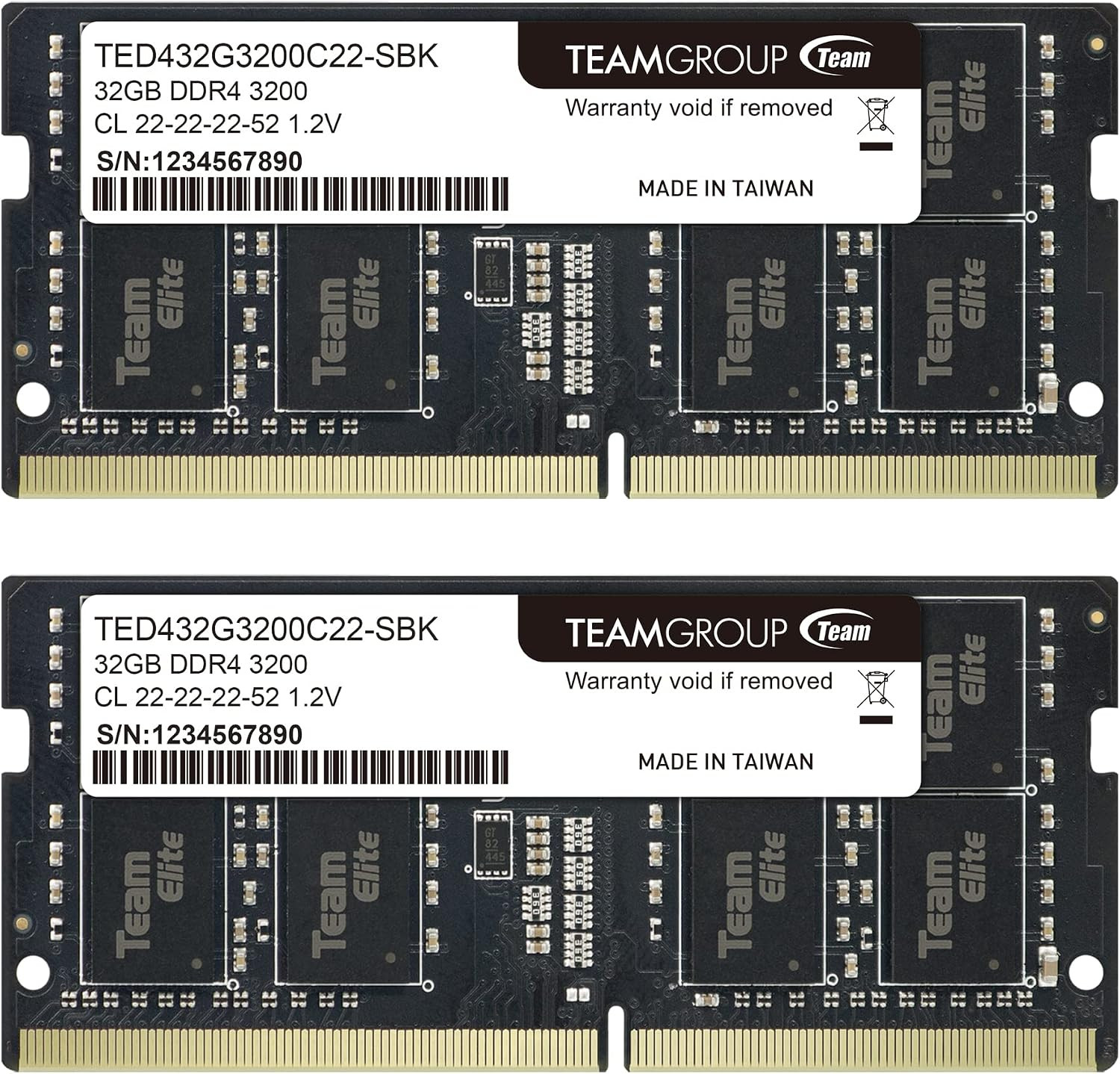 TEAMGROUP Elite DDR4 64GB Kit (2 X 32GB) 3200Mhz PC4-25600 CL22 (2933Mhz or 2666