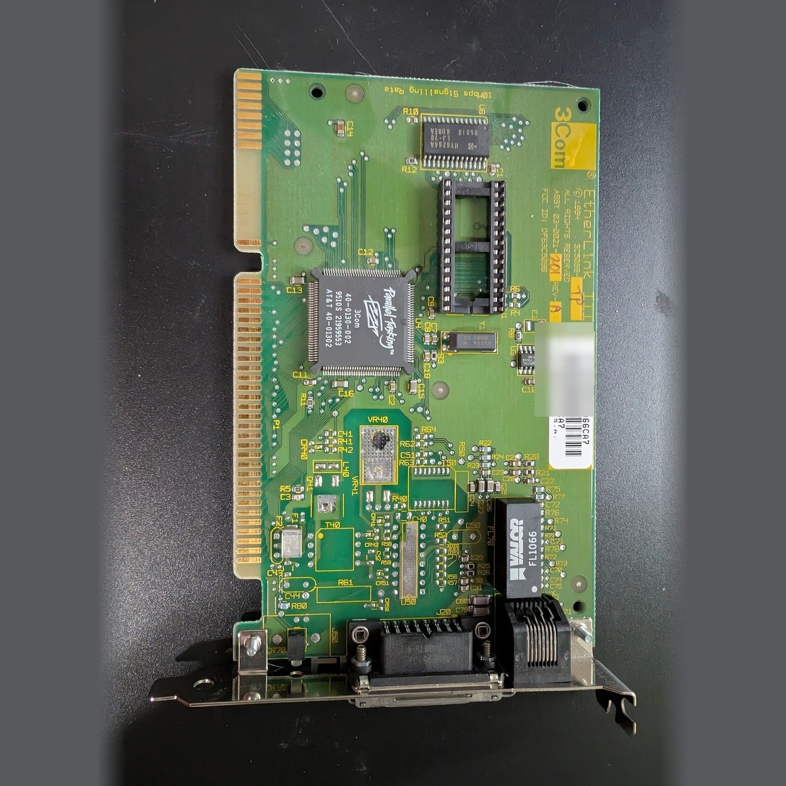 Vintage 3Com EtherLink III 3C509-TP ISA 16-bit Ethernet Card RJ45 AUI 10BaseT