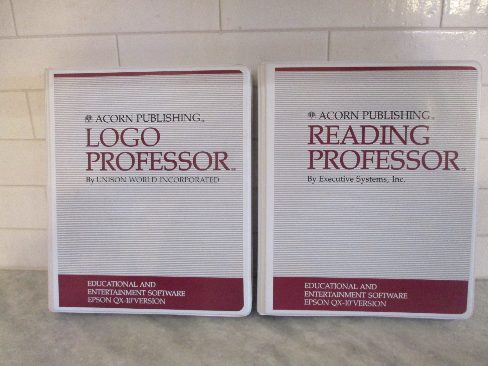 RARE VTG ACORN PUBLISHING LOGO & READING PROFESSOR USER GUIDE+DISKS -EPSON QX-10