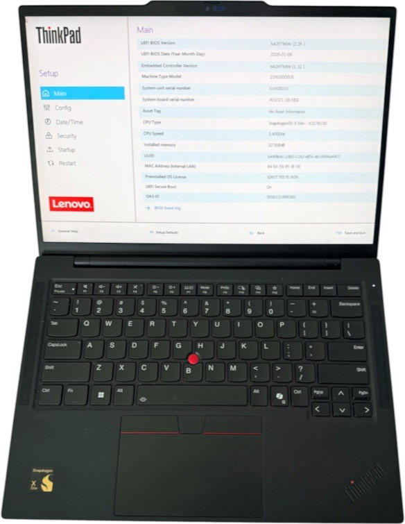 Lenovo Thinkpad T14s Gen 6 Snapdragon X Elite WWAN 32GB RAM 1TB, HD removed 