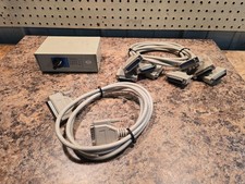 Vintage DB25 4 Port Data Transfer Switch Box 25 Pin Computer Printer with Cables picture