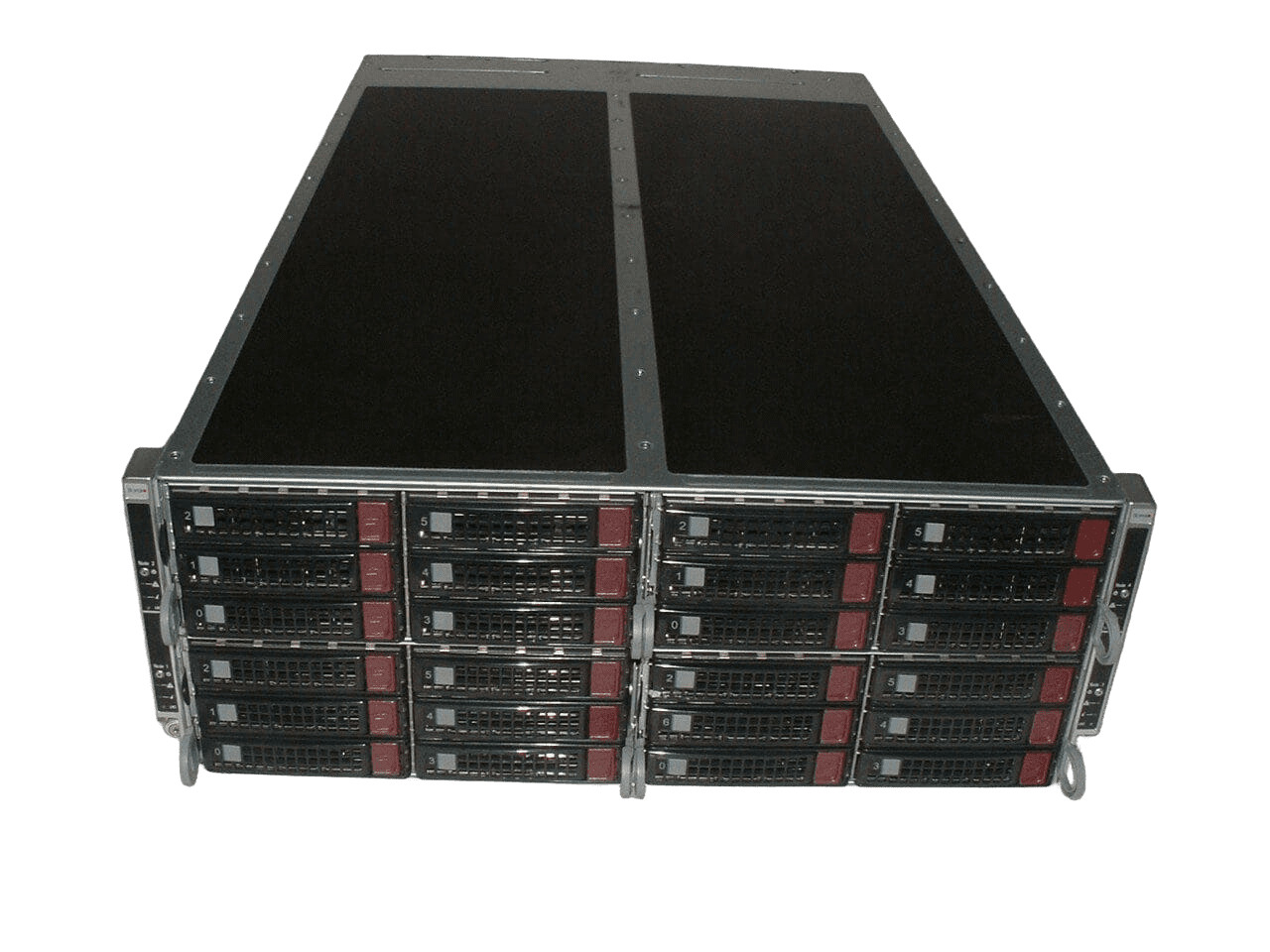 Supermicro 4U 32x 3.5 Bays 4-Nodes | 8x E5-2660 v3 2.6Ghz | 64gb RAM | 9207-8i Supermicro 4U 32x 3.5 Bays 4-Nodes | 8x E5-2660 v3 2.6Ghz | 64gb RAM | 9207-8i