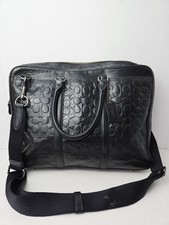 Vintage Coach leather laptop bag black logo slim briefcase picture
