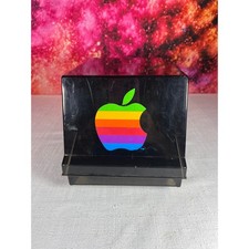 Vintage Apple Computer Rainbow Logo Floppy Disk Storage Box Smoked Black Plastic picture