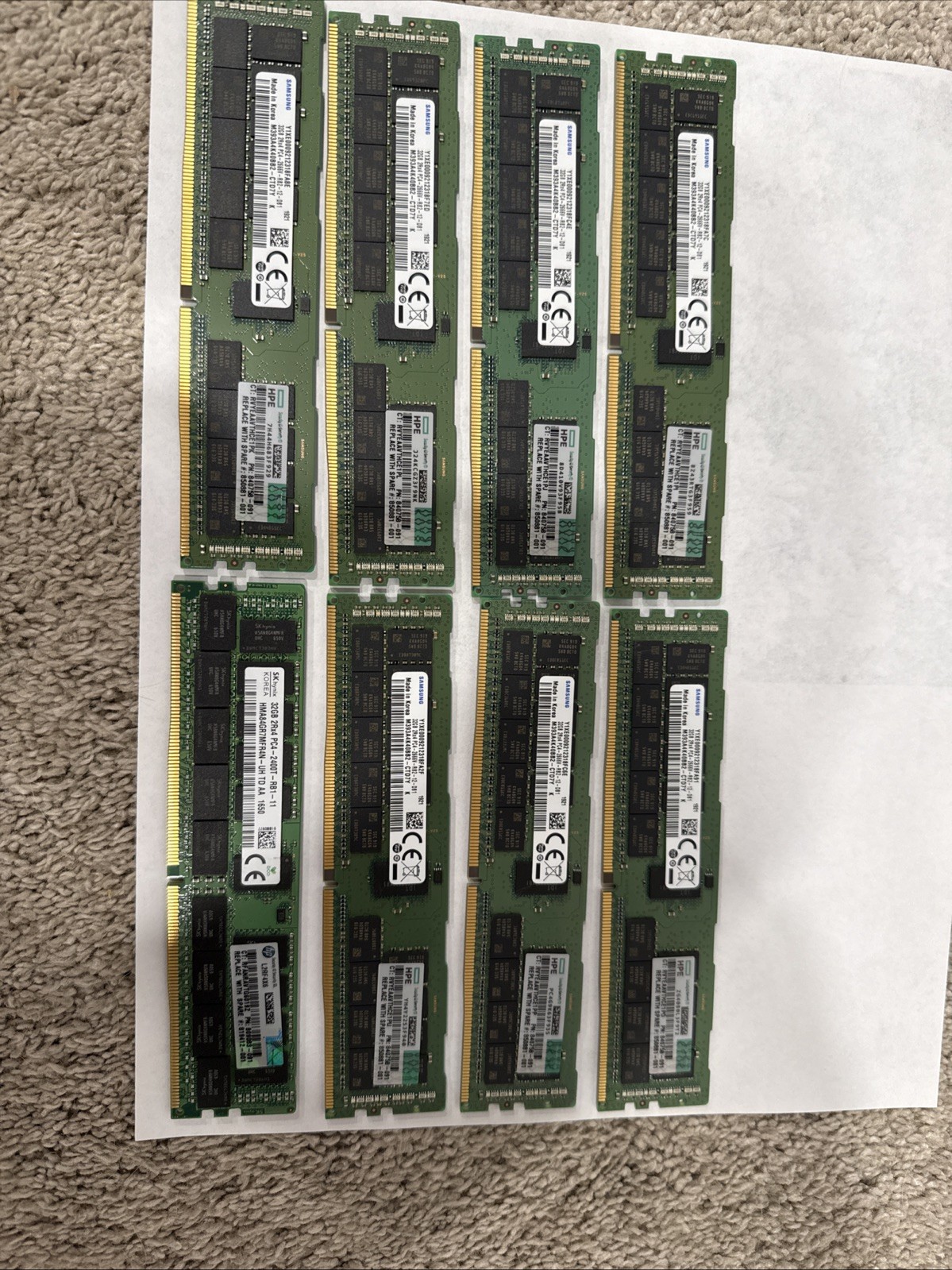 HPE 32GB DDR4-2666 RDIMM 815100-B21 850881-001 840758-091 Server RAM LOT OF 8 HPE 32GB DDR4-2666 RDIMM 815100-B21 850881-001 840758-091 Server RAM LOT OF 8