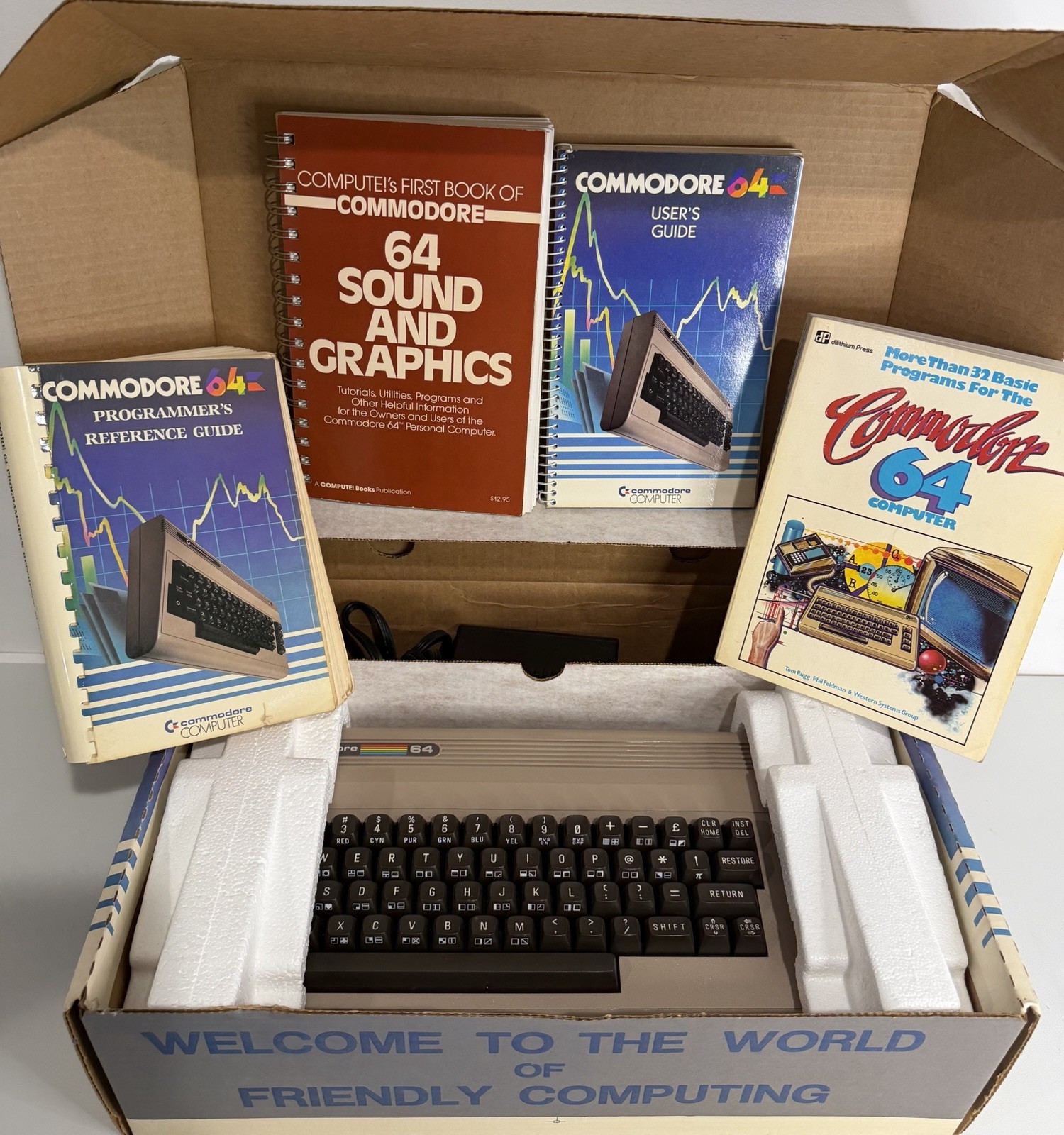 Commodore 64 Vintage Home Computer in Original Box W/Manuals. Untested. Pwrs On Commodore 64 Vintage Home Computer in Original Box W/Manuals. Untested. Pwrs On