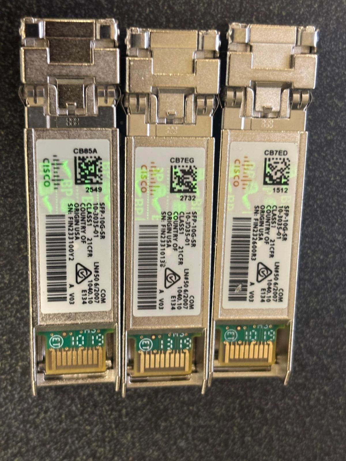 Lot of 3 GENUINE Cisco 10G SFP+ Transceiver SFP-10G-SR 10-3035-01 w/ hologram