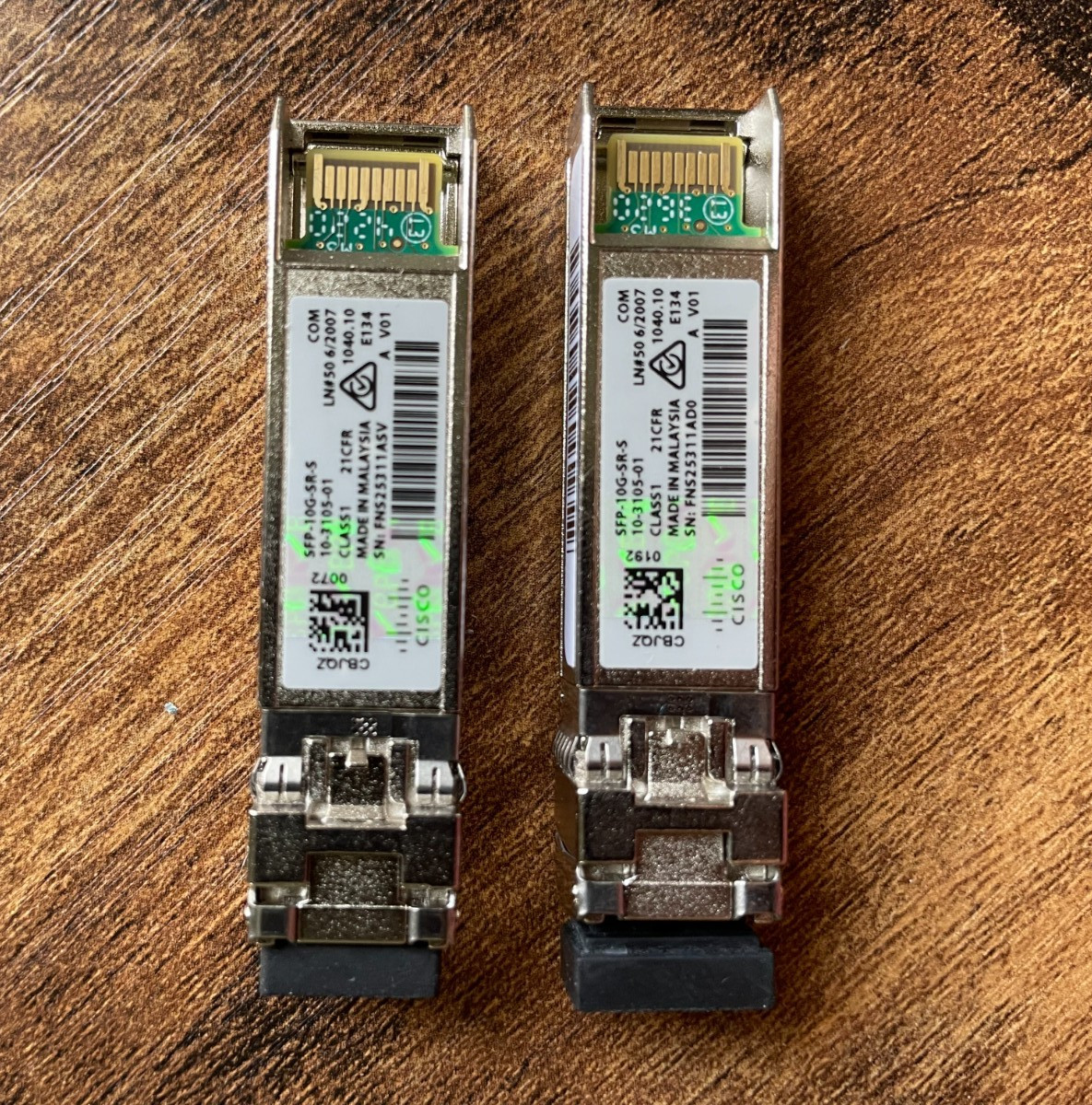 (2) Cisco SFP-10G-SR-S 10G SR SFP+ Transceiver Modules 10-3105-01 - Genuine