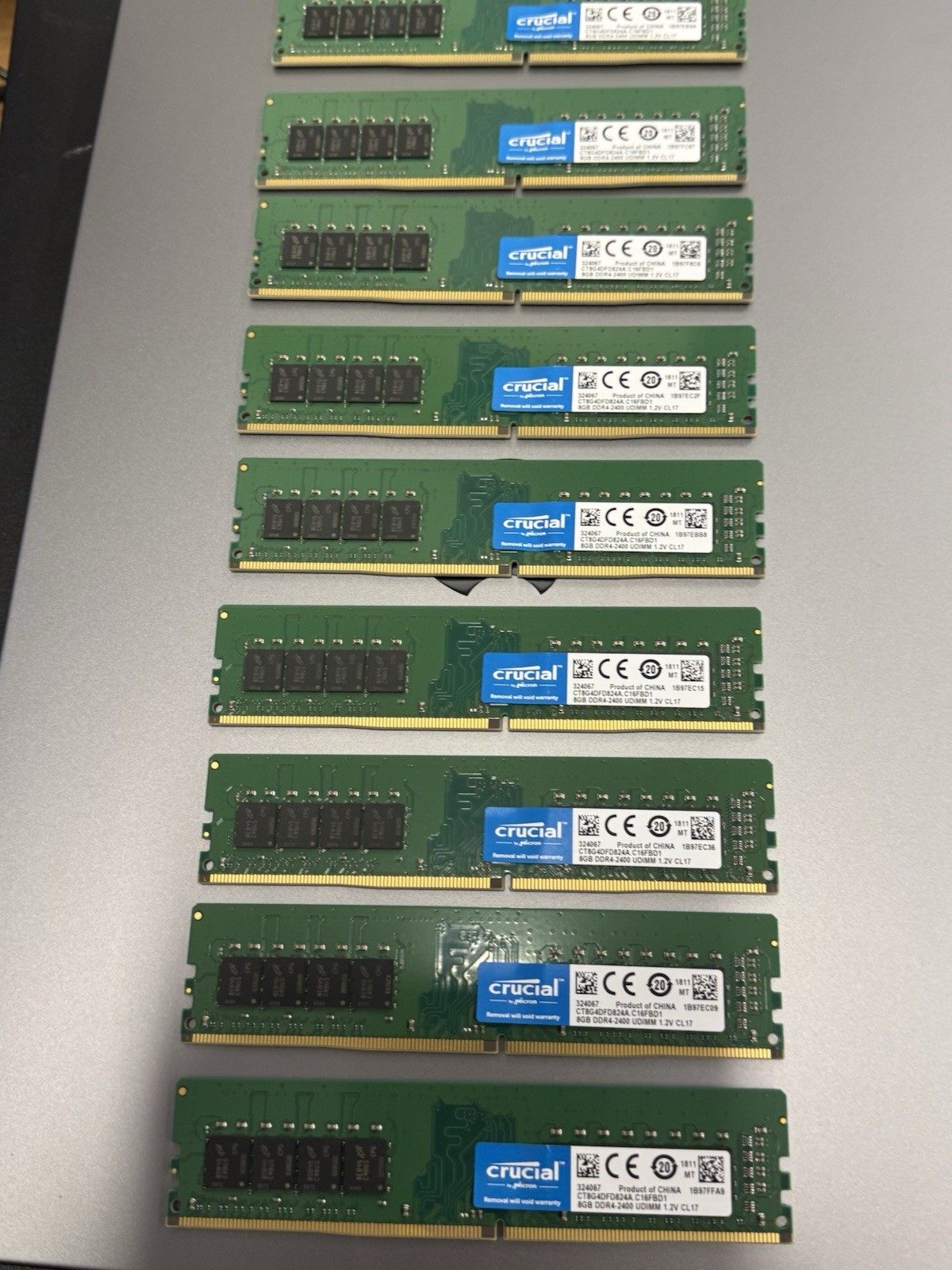 9 x 8gb Crucial DDR4 -2400 UDMM Ram sticks