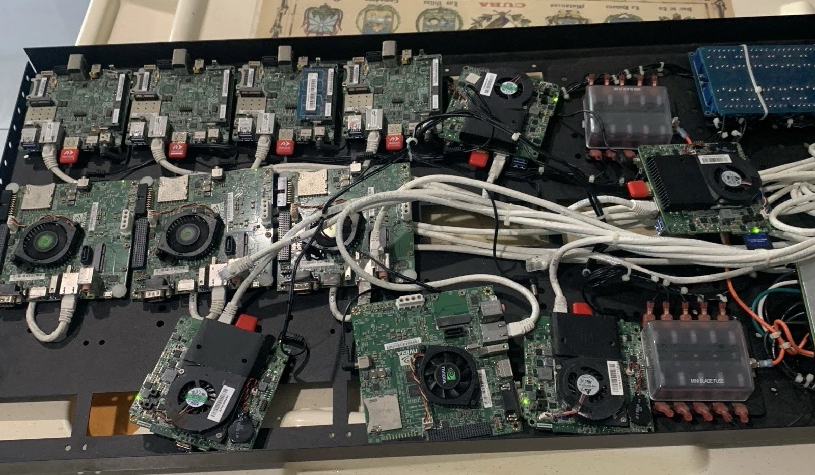 NVIDIA Jetson TK1 + Intel NUC Compute Cluster Tray w/ Netgear 16-Port Switch