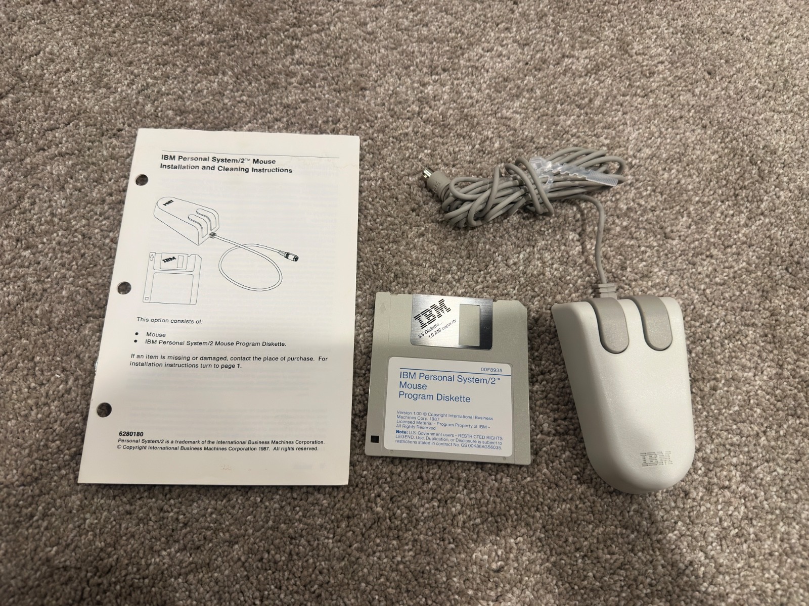 IBM PS/2 Mouse 6450350 OEM Instructions and Floppy Program Diskette