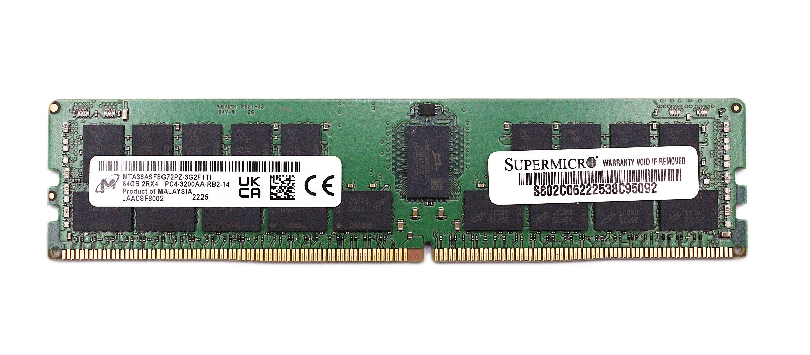 LOT OF (16) Micron 64GB DDR4-3200 ECC Reg RAM MTA36ASF8G72PZ-3G2F1TI 2Rx4 1TB LOT OF (16) Micron 64GB DDR4-3200 ECC Reg RAM MTA36ASF8G72PZ-3G2F1TI 2Rx4 1TB
