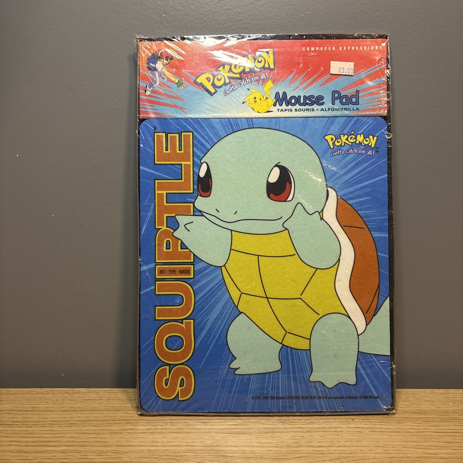 Vintage Pokemon 1999 Official Nintendo Squirtle Mouse Pad New In Factory Wrap
