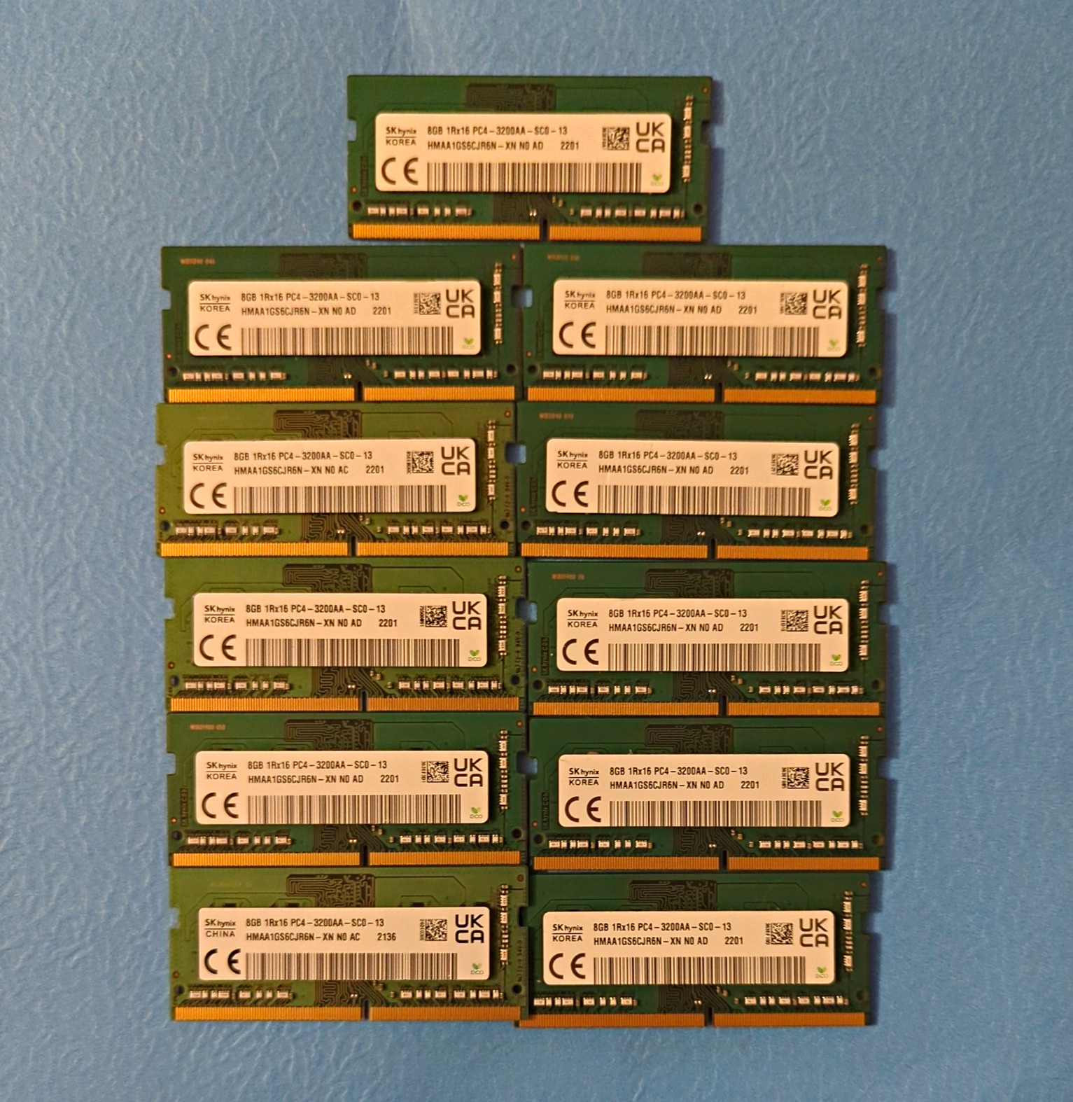 SK Hynix RAM 88GB Lot Of 11 (11x8GB) 1Rx16 PC4 3200AA-SC0-13 DDR4 SODIMM Laptop