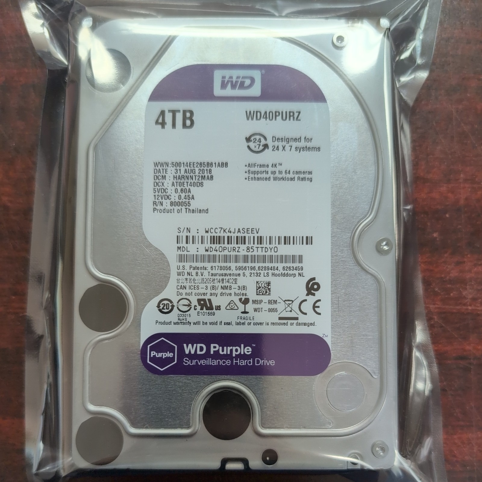 WD Purple Surveillance 4TB WD42PURZ 3.5\ WD Purple Surveillance 4TB WD42PURZ 3.5\